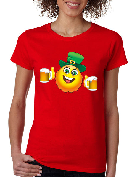Irish smiling Emoji ST patricks women t-shirt - ALLNTRENDSHOP - 4