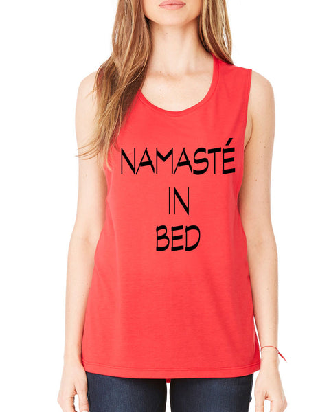 Namaste in bed women Flowy Scoop Muscle Tank - ALLNTRENDSHOP - 4