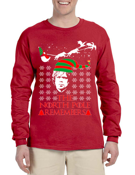 Men's Long Sleeve The North Pole Remembers Xmas Ugly Shirt Gift