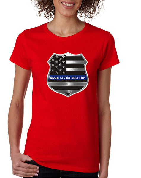 Women's T Shirt Blue Lives Matter American Flag Tee