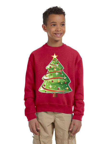 Kids Youth Sweatshirt Christmas Tree Cute Xmas Present Top