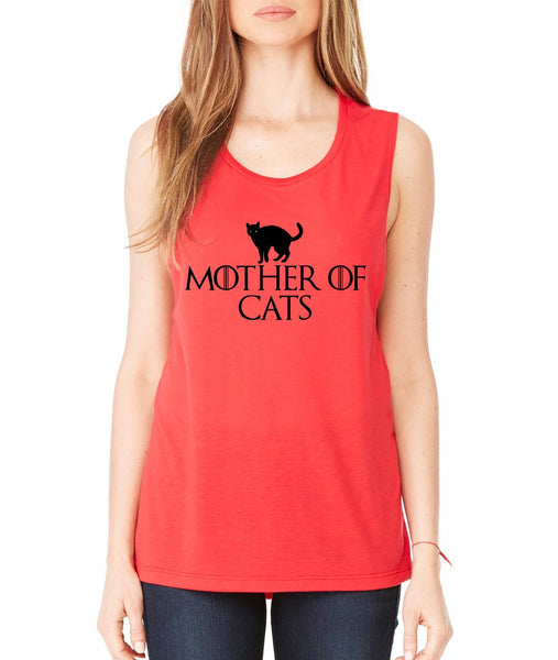 Mother of cats women Flowy Scoop Muscle Tank