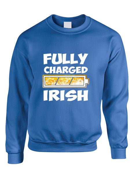 Adult Sweatshirt Fully Charged Irish St Patrick's Day Top - ALLNTRENDSHOP - 4