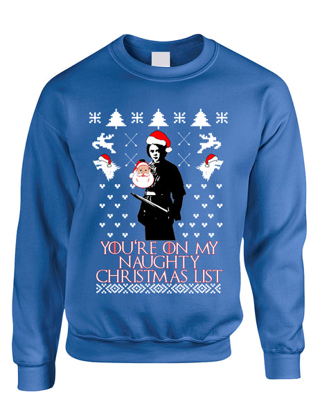 Adult Sweatshirt My Naughty Xmas List Arya Stark Ugly Christmas