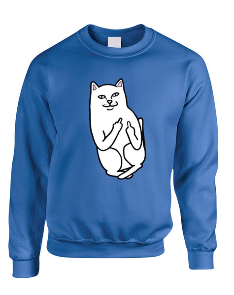 Adult Sweatshirt Middle Finger Cat Humor Funny Top