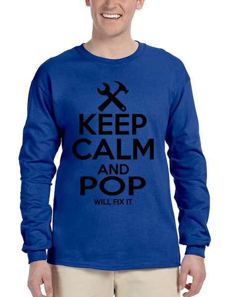 Men's Long Sleeve Keep Calm And Pop Will Fix It Grandpa Holiday Tee - ALLNTRENDSHOP - 5