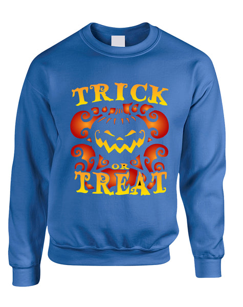 Adult Sweatshirt Trick Or Treat Cool Halloween Pumpkin Top