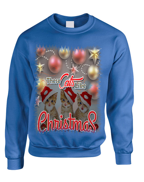 Adult Sweatshirt These Cats Like Christmas Cute Cat Lover Gift