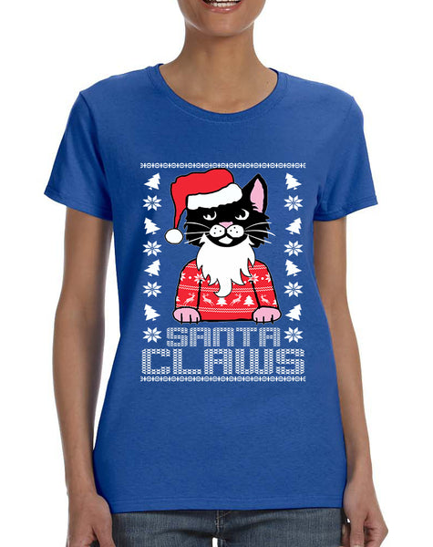 Women's T Shirt Santa Claws Cat Ugly Xmas Cute Cats Lover Gift