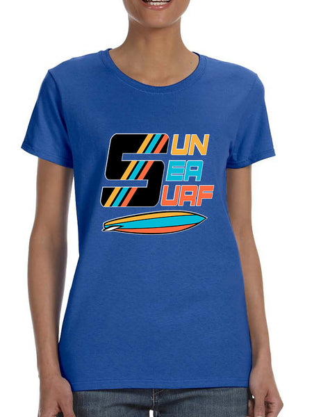 Women's T Shirt Sun Sea Surf Lover Summer Tee Beachwear