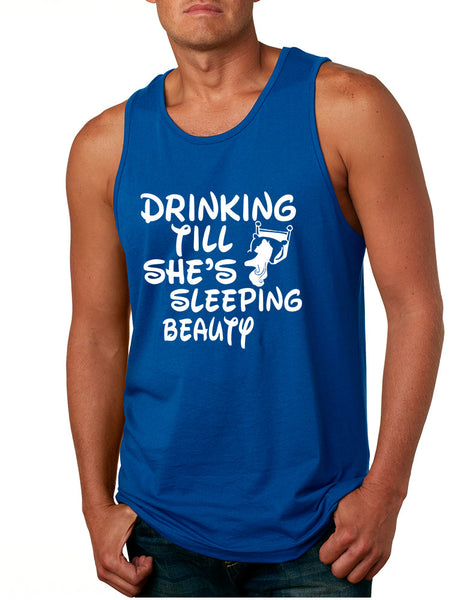 Men's Tank Top Drinking Till She's Sleeping Beauty Party Top - ALLNTRENDSHOP - 3