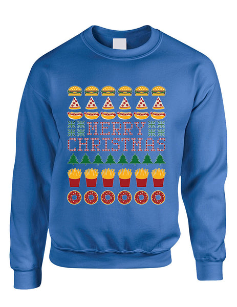 Adult Crewneck Junk Food Merry Christmas Ugly sweater Humor Top - ALLNTRENDSHOP - 3