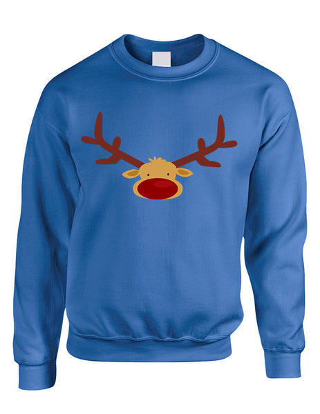 Adult Crewneck Reindeer Face Christmas Gift Cool Xmas Top