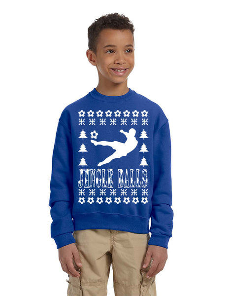 Kids Youth Sweatshirt Jingle Balls Soccer Ugly Xmas Sport Fans Top