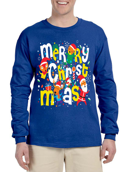 Men's Long Sleeve Merry Christmas Party Fireworks Ugly Shirt