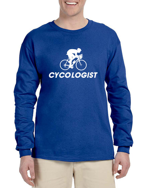 Men's Long Sleeve Cycologist Cool Cycling Funny Sport Tee