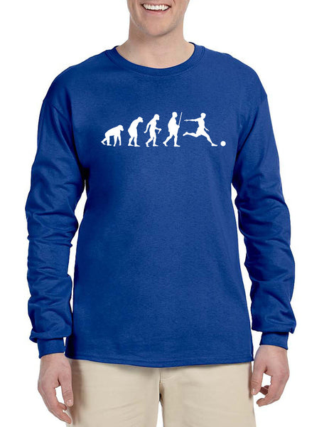 Men's Long Sleeve Soccer Evolution Funny Sport Shirt