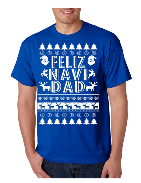 Men's T Shirt Feliz Navidad Ugly Xmas Holiday Gift Cute TShirt