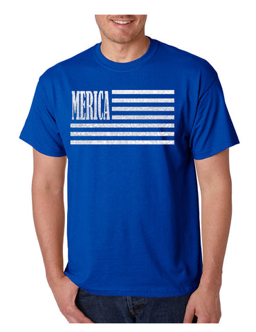 Men's T Shirt Merica Glitter White Flag 4th Of July Tee