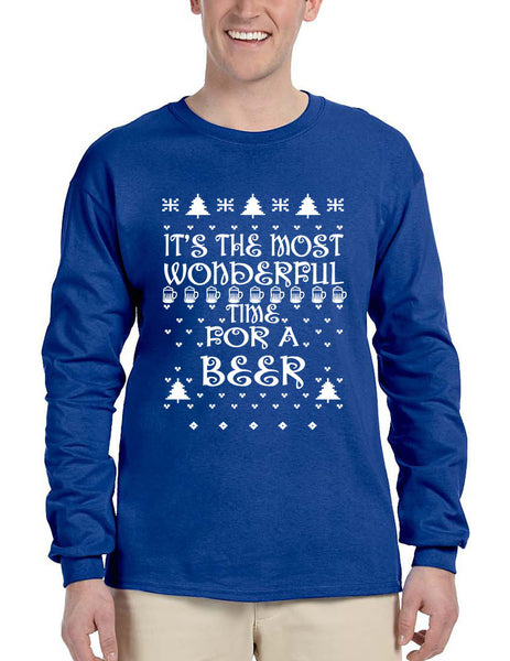 Men's Long Sleeve It's Most Wonderful Time for Beer Ugly Sweater - ALLNTRENDSHOP - 3