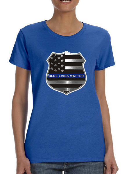 Women's T Shirt Blue Lives Matter American Flag Tee
