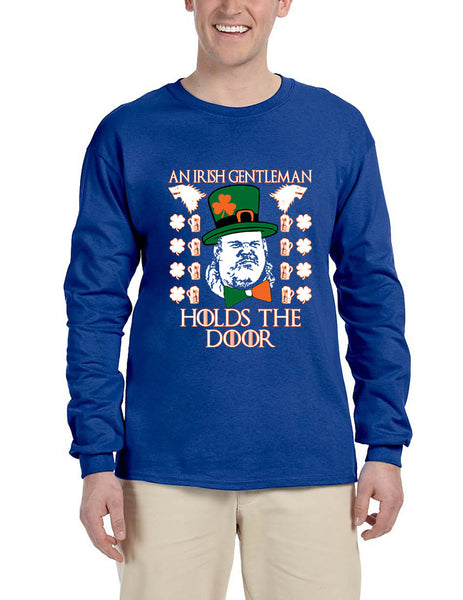 Men's Long Sleeve Irish Hodor Hold The Door St Patrick's Tee