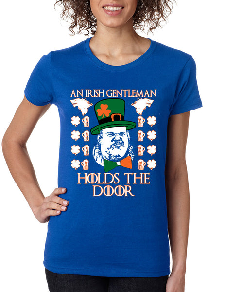 Women's T Shirt Irish Hodor Hold The Door St Patrick's Day Tee