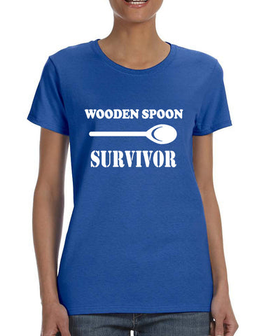 Women's T Shirt Wooden Spoon Survivor Funny Text Humor Tee
