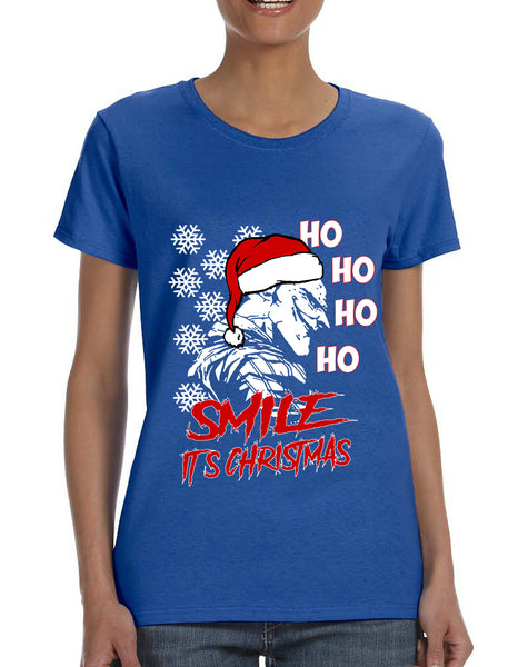 Women's T Shirt Christmas Joker Smile Its Christmas Holiday Tshirt