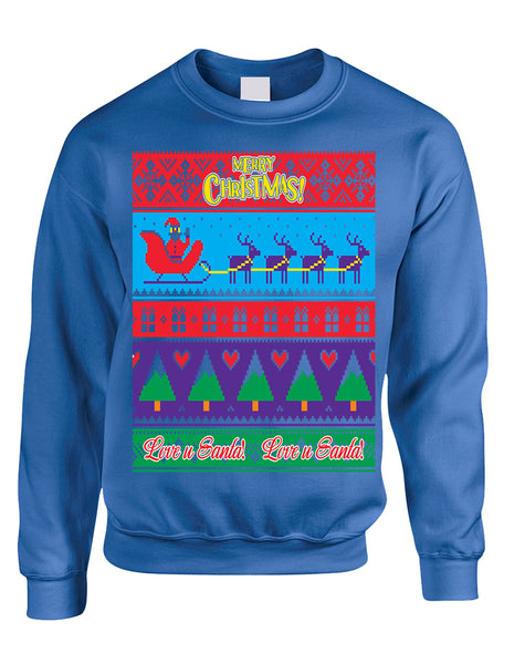 Adult Sweatshirt Love U Santa Merry Ugly Christmas Top Cool Gift