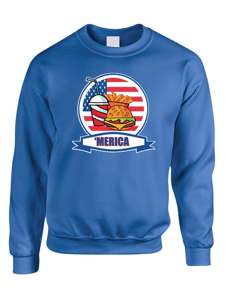 Adult Sweatshirt Fast Food 'merica Love USA 4th Of July Top