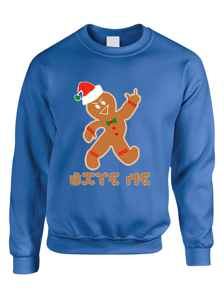 Adult Sweatshirt Bite Me Gingerbread Ugly Christmas Funny Top - ALLNTRENDSHOP - 3