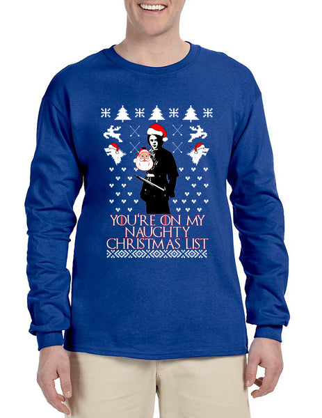Men's Long Sleeve My Naughty Xmas List Arya Stark Ugly Christmas