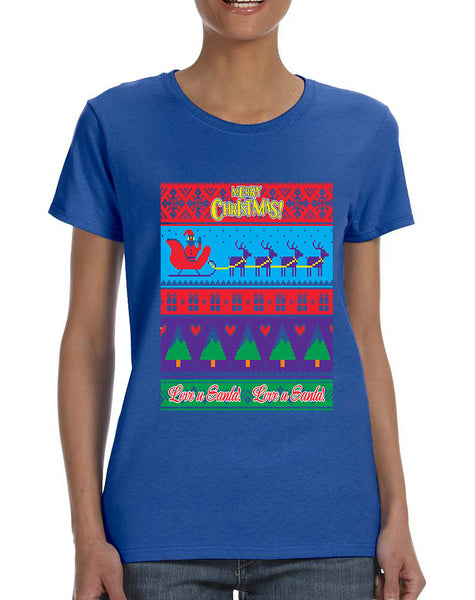 Women's T Shirt Love U Santa Merry Ugly Christmas Cute Gift Idea