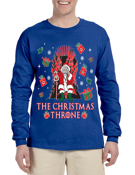 Men's Long Sleeve The Christmas Throne Santa Trendy Ugly Xmas