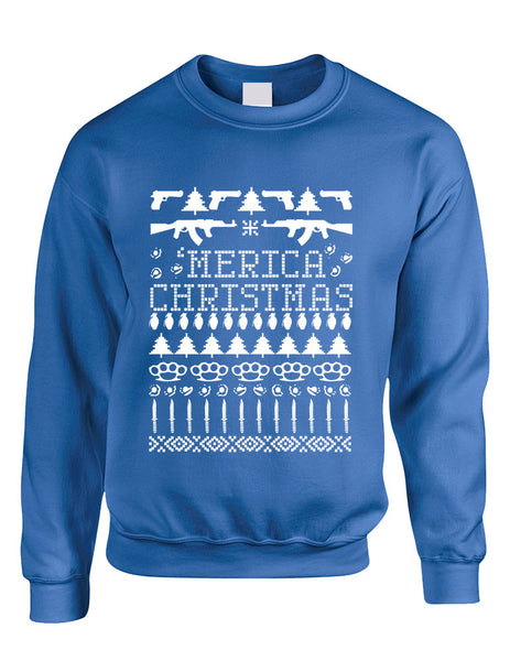 Adult Crewneck 'merica Ugly Christmas Sweater Love USA Holiday - ALLNTRENDSHOP - 4