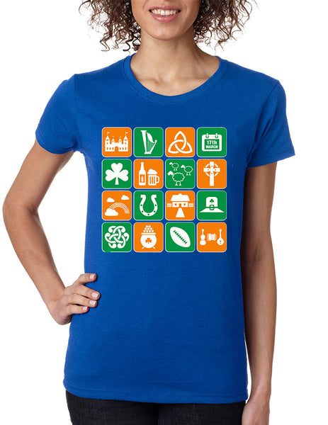 Women's T Shirt Irish Icons St Patrick's Day Symbols Shirt