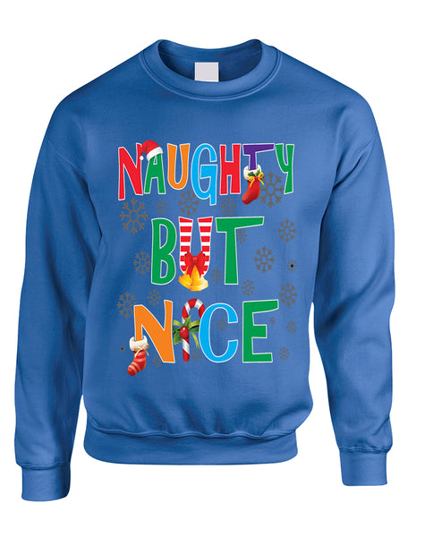 Adult Sweatshirt Naughty But Nice Cute Xmas Shirt Funny Gift