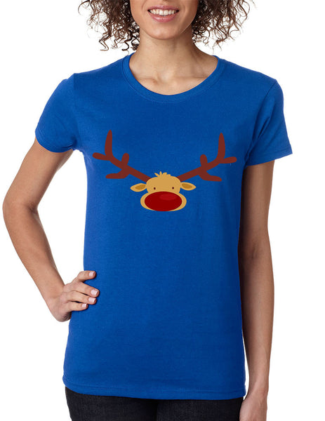 Women's T Shirt Reindeer Face Christmas Shirt Cool Xmas Gift