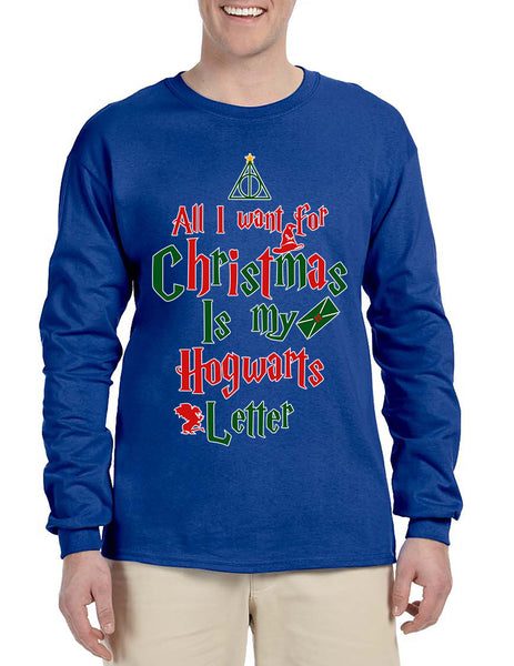 Men's Long Sleeve All I Want For Xmas Is Hogwarts Letter Cool Gift