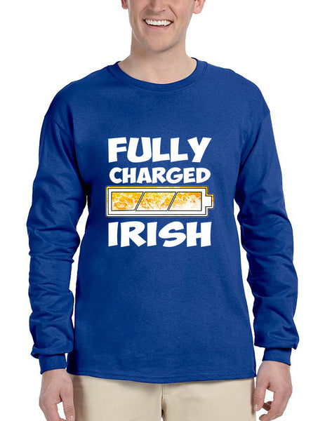 Men's Long Sleeve Fully Charged Irish St Patrick's Day Shirt - ALLNTRENDSHOP - 3