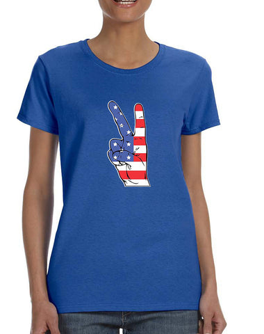 Women's T Shirt American Flag Hand 4th Of July Graphic Tee