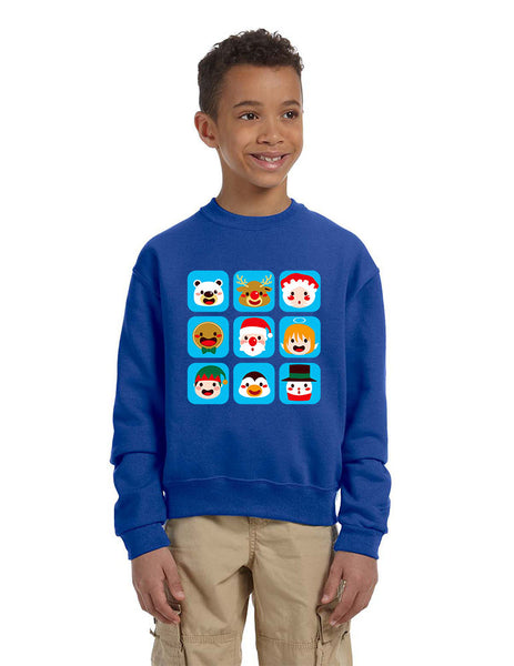 Kids Crewneck Christmas Icons Cute Holiday Symbols Top - ALLNTRENDSHOP - 4