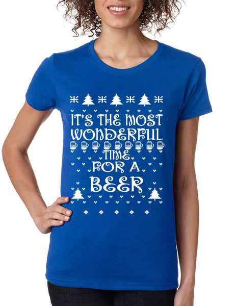 Women's T Shirt It's Most Wonderful Time for Beer Ugly Xmas Shirt - ALLNTRENDSHOP - 4