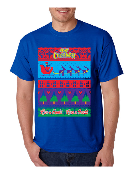 Men's T Shirt Love U Santa Merry Ugly Christmas Top Cute Gift