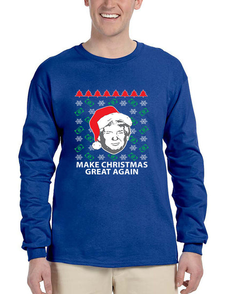 Men's Long Sleeve Trump Christmas Great Again Money Snow Xmas - ALLNTRENDSHOP - 4