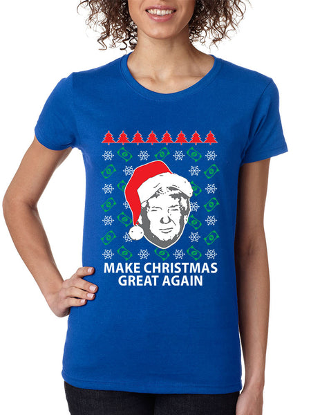 Women's T Shirt Trump Christmas Great Again Money Snow Holiday - ALLNTRENDSHOP - 4