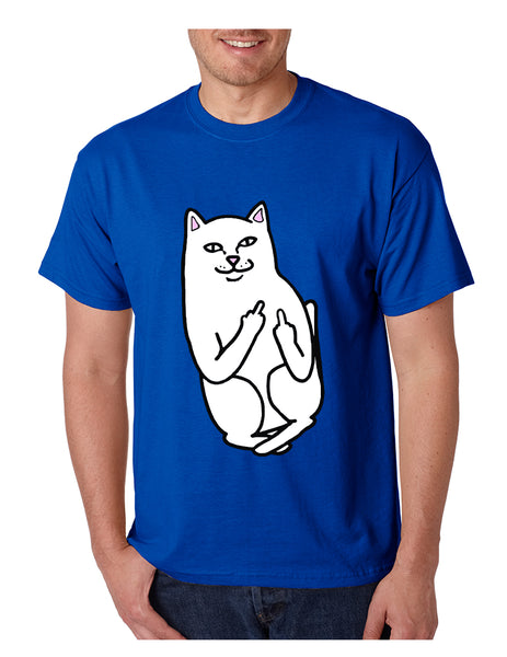 Men's T Shirt Middle Finger Cat Funny Humor Tshirt
