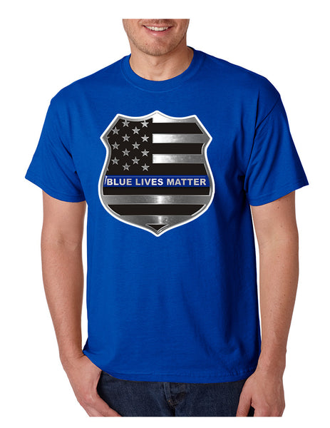 Men's T Shirt Blue Lives Matter American Flag Shirt