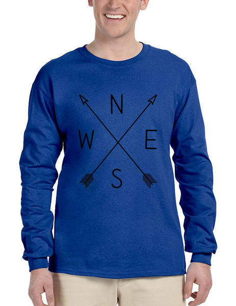 Men's Long Sleeve Compass Arrow Crossed Cool Graphic Top NWSE - ALLNTRENDSHOP - 4
